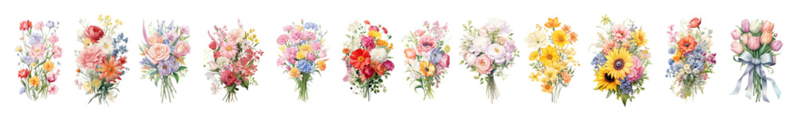 Flower Bouquet png element set on transparent background