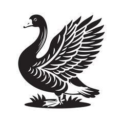 Goose Silhouettes: Striking Black Vector Art Capturing the Grace and Beauty of These Iconic Waterfowl - Goose Illustration- Goose Vector.