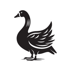 Goose Silhouettes: Striking Black Vector Art Capturing the Grace and Beauty of These Iconic Waterfowl - Goose Illustration- Goose Vector.