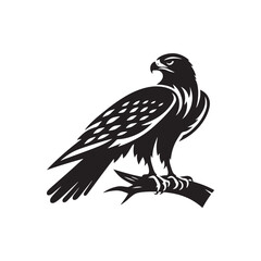 Hawk Silhouettes: Striking Black Vector Art- Minimalist Hawk Vector - Hawk Illustration.