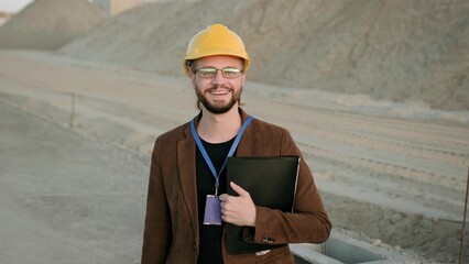 Professional man visit site, controlling work process