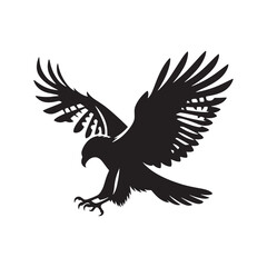 Hawk Silhouettes: Striking Black Vector Art- Minimalist Hawk Vector - Hawk Illustration.