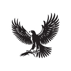 Hawk Silhouettes: Striking Black Vector Art- Minimalist Hawk Vector - Hawk Illustration.