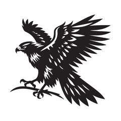 Hawk Silhouettes: Striking Black Vector Art- Minimalist Hawk Vector - Hawk Illustration.