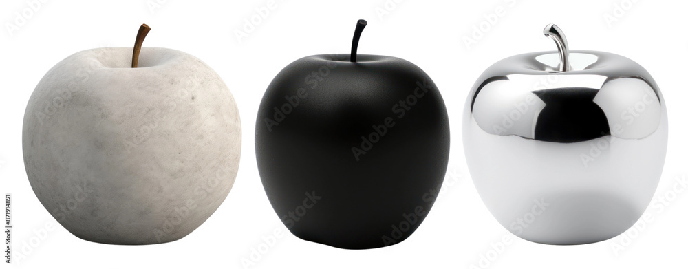 Poster 3d apples png element set on transparent background