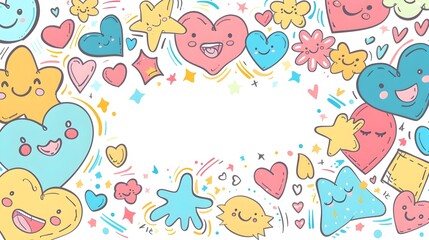 Whimsical Doodle Border Design with Blank Space for Friendship Day Message
