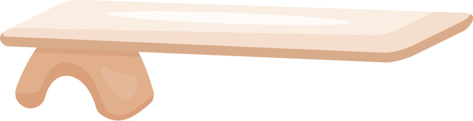 Cartoon illustration of a simple empty wooden shelf isolated on a white backdrop