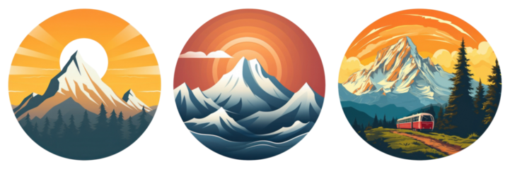 Illustration of a mountain png element set on transparent background