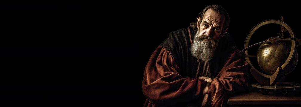 Galileo Galileo Italian astronomer, historical figure, mathematician, philosopher, professor. AI generated.