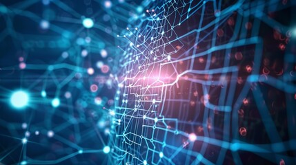 Obraz premium Digital background ideal for technology, neural networks, AI, data transmission, encryption, digital art, visual representations, scientific research.