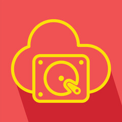 hard drive or disk and cloud, vector illustration 