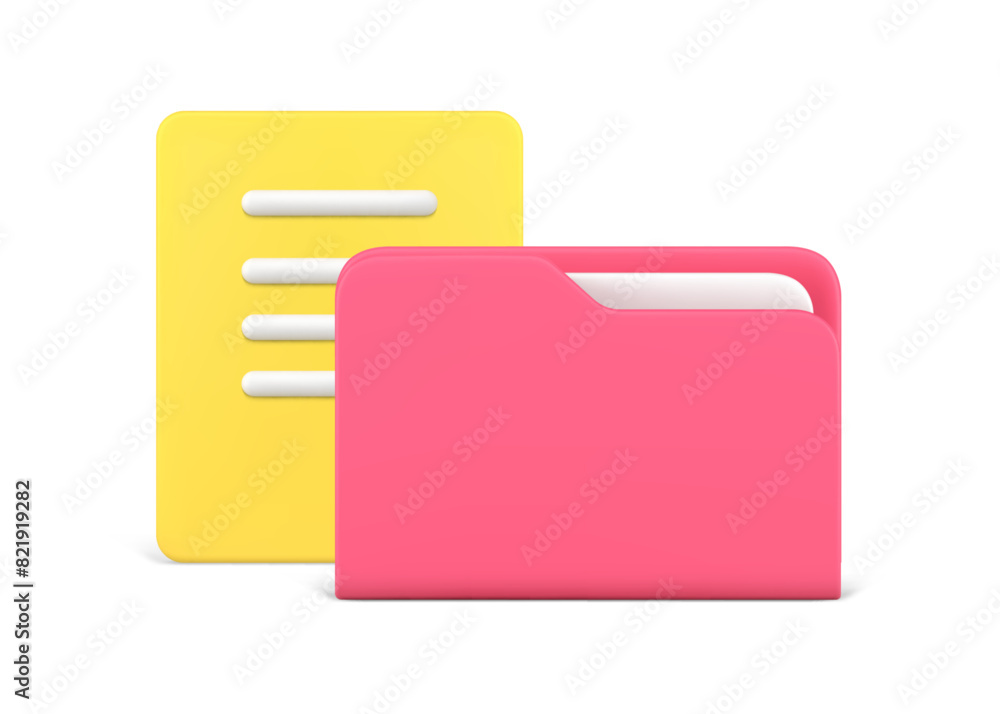 Poster document paper page folder archive storage datum cyberspace catalog organization 3d icon vector