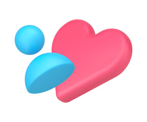 Love heart mail online dating meeting web application personal account registration 3d icon vector