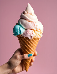 Ice cream cone in hand, Generative AI