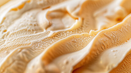 Close-up of caramel ice cream with rich, creamy texture and smooth swirls
