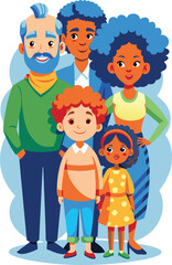 Happy afro family, flat illustration, vector illustration.