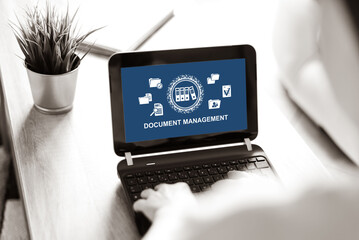 Document management concept on a laptop screen