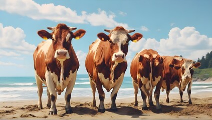 a pair of cows on the beach footage
