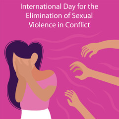 illustration vector graphic of several hands tried to fondle a woman, perfect for international day, elimination of sexual, violence in conflict, celebrate, greeting card, etc.
