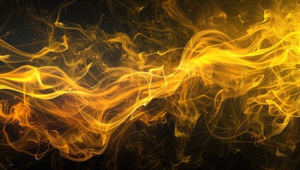 Fototapeta premium Golden Smoke Swirls Against a Dark Background