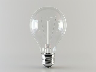 Transparent light bulb on a gray background