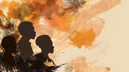 Minimalist Abstract Silhouette Border Design for Black History Month