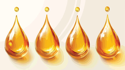 3d oil drop. Golden honey droplet isolated vector. 