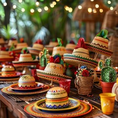 Naklejka premium Table set up for a Mexican fiesta.