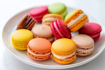 Obraz premium Assortment of colorful macarons on a plate