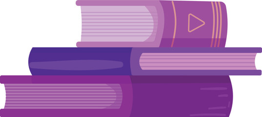 Vibrant and colorful stacked purple books illustration for education. Literature. And reading lovers in digital art and graphic design. Knowledge. And learning purposes