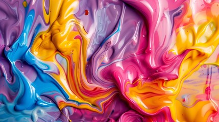 Dynamic liquid paint flow forming colorful abstract textures and mesmerizing patterns.