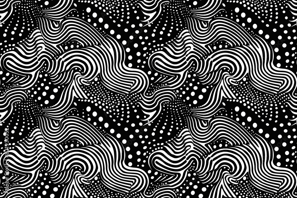 Sticker a black and white image of a wave with many dots