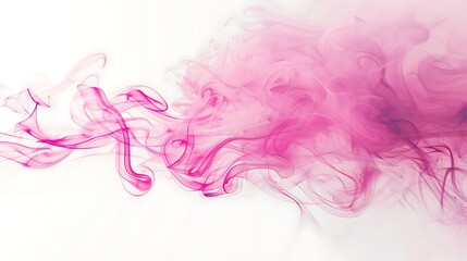 Swirling tendrils of vibrant pink smoke dancing against a pristine white backdrop, creating a mesmerizing and ethereal display.
