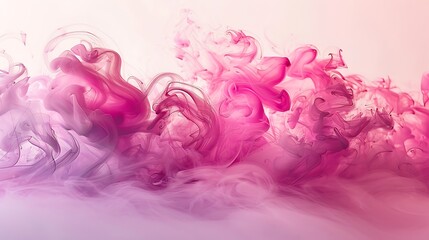 Swirling tendrils of vibrant pink smoke dancing against a pristine white backdrop, creating a mesmerizing and ethereal display.
