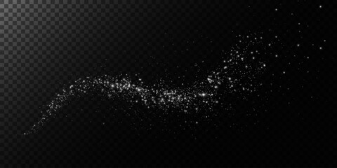 Sparks of dust and stars shine with special light. Vector sparks on transparent dark background. Christmas light effect. Sparkling particles of magic dust.	