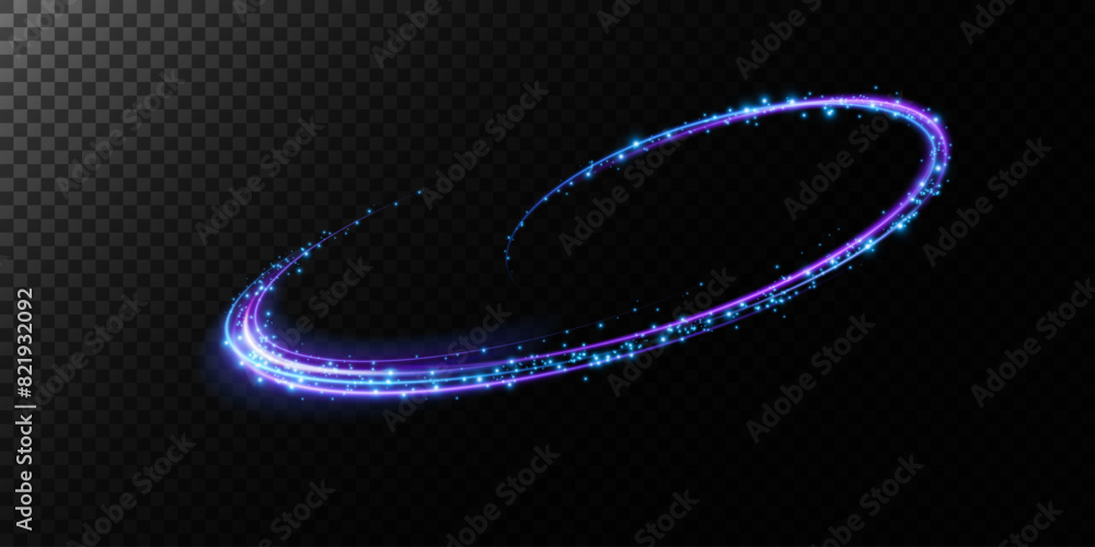 Poster abstract light lines of movement and speed with purple color sparkles. light everyday glowing effect