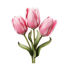 Fototapeta premium Elegant Blooming Tulip Isolated on Transparent Background, PNG, Cut Out.