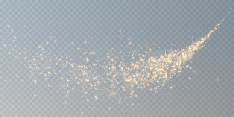 Sparks of dust and golden stars shine with special light. Vector sparks on transparent light background. Christmas light effect. Sparkling particles of magic dust.  © andreu1990