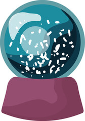 Colorful cartoonstyle illustration of a mystical crystal ball with a shiny reflection