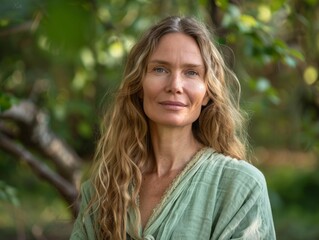 portrait of a thoughtful woman in nature