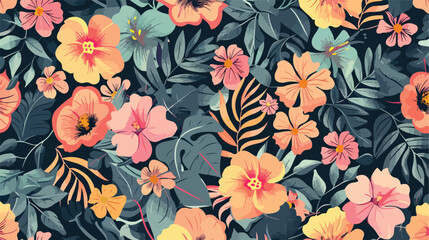 Seamless background floral pattern with flowers. 