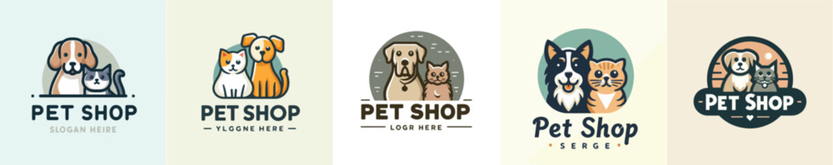 vector set of pet shop logos with a simple flat design style