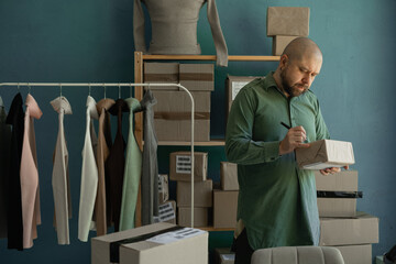 Startup organization. Small business. The store owner places an order for the buyer.