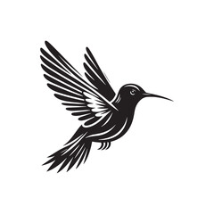 Hummingbird Vector Silhouette: Delicate Black Vector Art Capturing the Grace and Speed of These Tiny Iconic Birds - Hummingbirds Illustration.