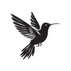Hummingbird Vector Silhouette: Delicate Black Vector Art Capturing the Grace and Speed of These Tiny Iconic Birds - Hummingbirds Illustration.