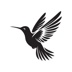 Hummingbird Vector Silhouette: Delicate Black Vector Art Capturing the Grace and Speed of These Tiny Iconic Birds - Hummingbirds Illustration.
