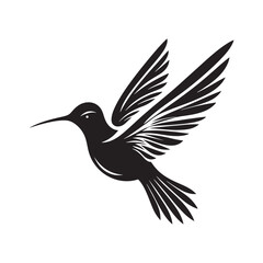 Obraz premium Hummingbird Vector Silhouette: Delicate Black Vector Art Capturing the Grace and Speed of These Tiny Iconic Birds - Hummingbirds Illustration.