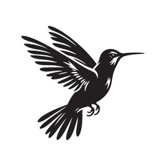 Hummingbird Vector Silhouette: Delicate Black Vector Art Capturing the Grace and Speed of These Tiny Iconic Birds - Hummingbirds Illustration.