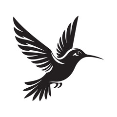 Obraz premium Hummingbird Vector Silhouette: Delicate Black Vector Art Capturing the Grace and Speed of These Tiny Iconic Birds - Hummingbirds Illustration.