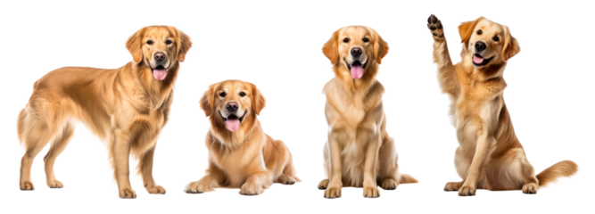 Golden retriever png element set on transparent background